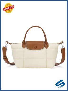Quilted Nylon Crossbody Bag Puffy Vegan Leather Small Handbag
